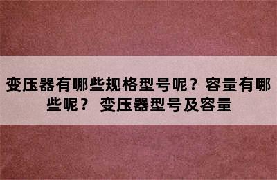 变压器有哪些规格型号呢？容量有哪些呢？ 变压器型号及容量